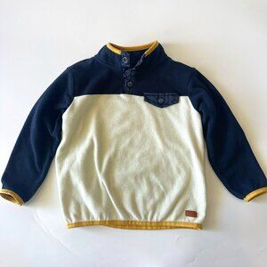 7 For All Mankind Kids Navy Blue, Cream, & Yellow Fleece Pullover Jacket 4T